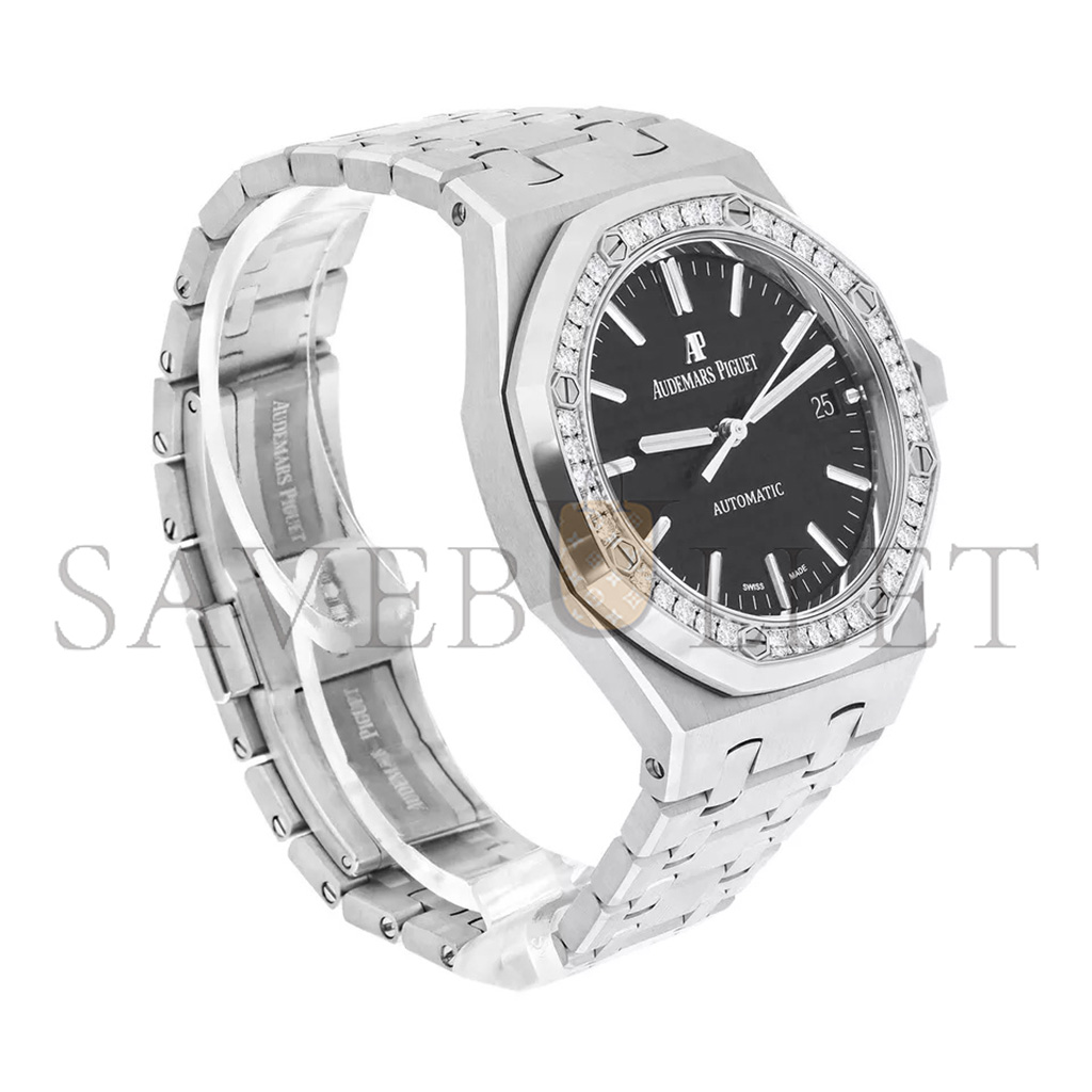 AUDEMARS PIGUET ROYAL OAK LADIES 37 AUTOMATIC DIAMOND BEZEL WATCH 15451ST.ZZ.1256ST.01